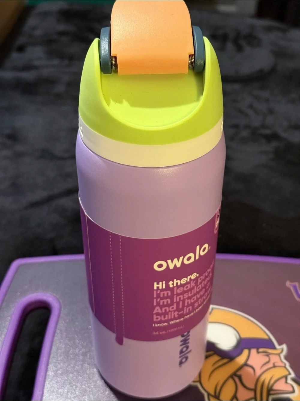 Owala FreeSip Insulated Bottle - Lavender with Lime & Peach Accents